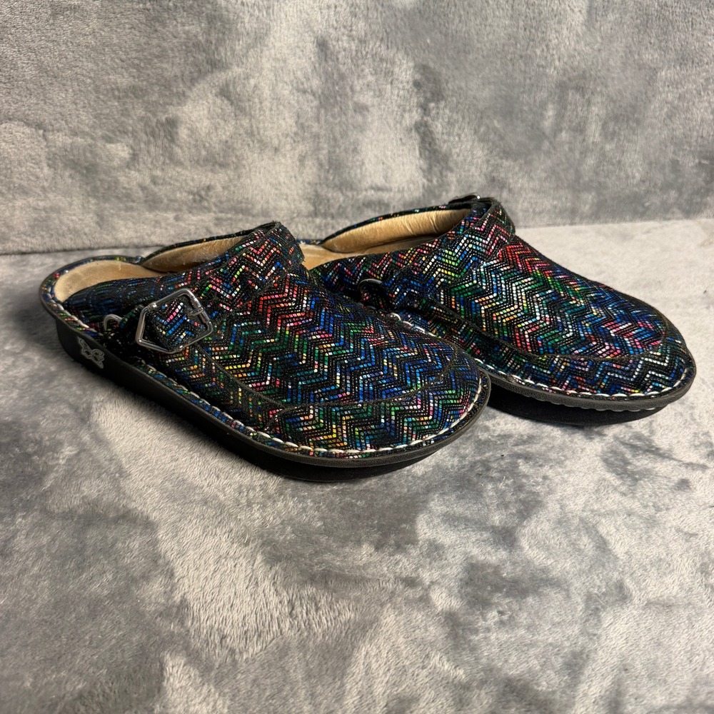 Alegria Seville Womens 38 Ric Rack Rainbow Ragular Multicolor Mule Clog Shoes